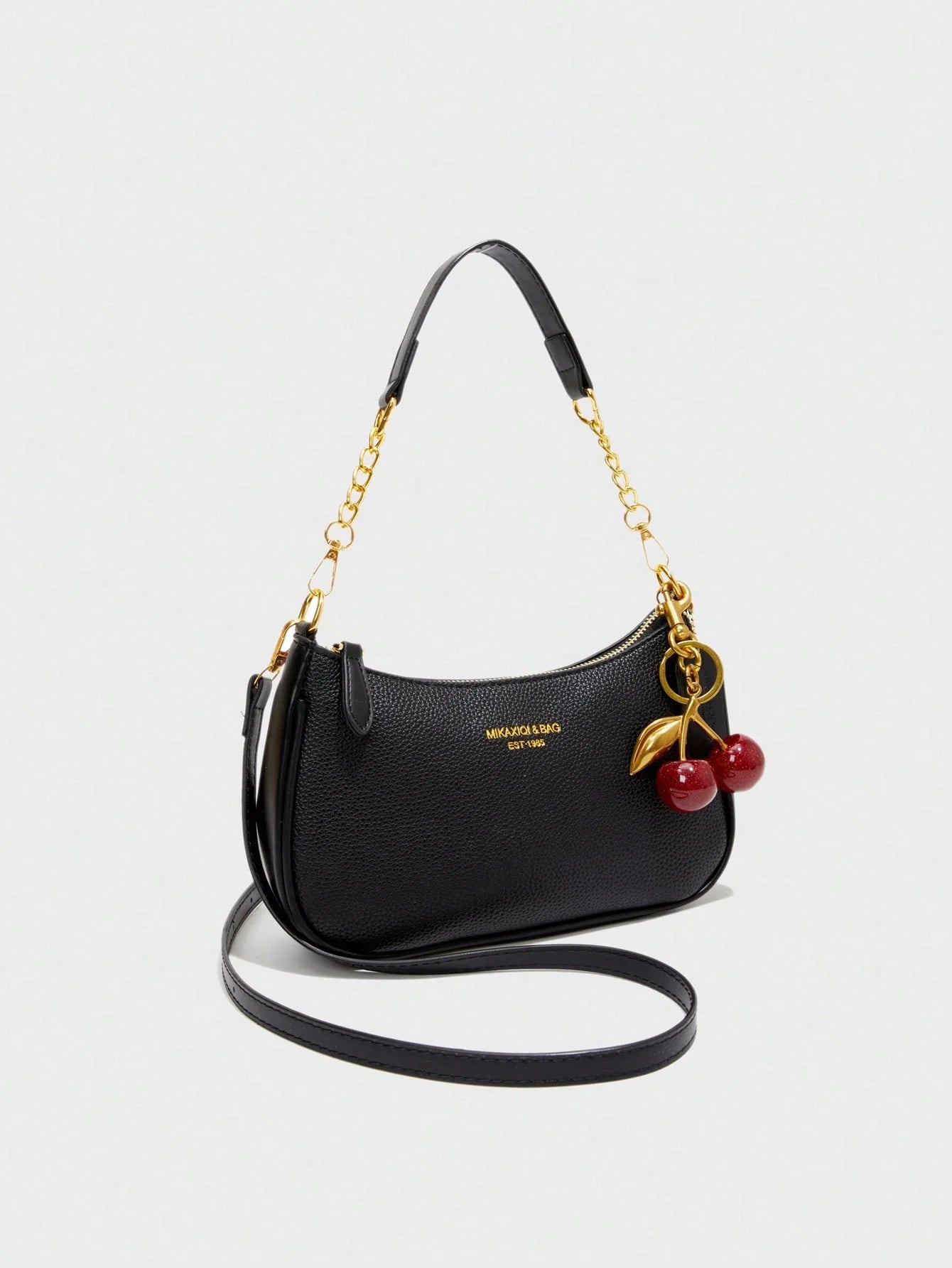 Letter Graphic Crescent Shoulder Bag