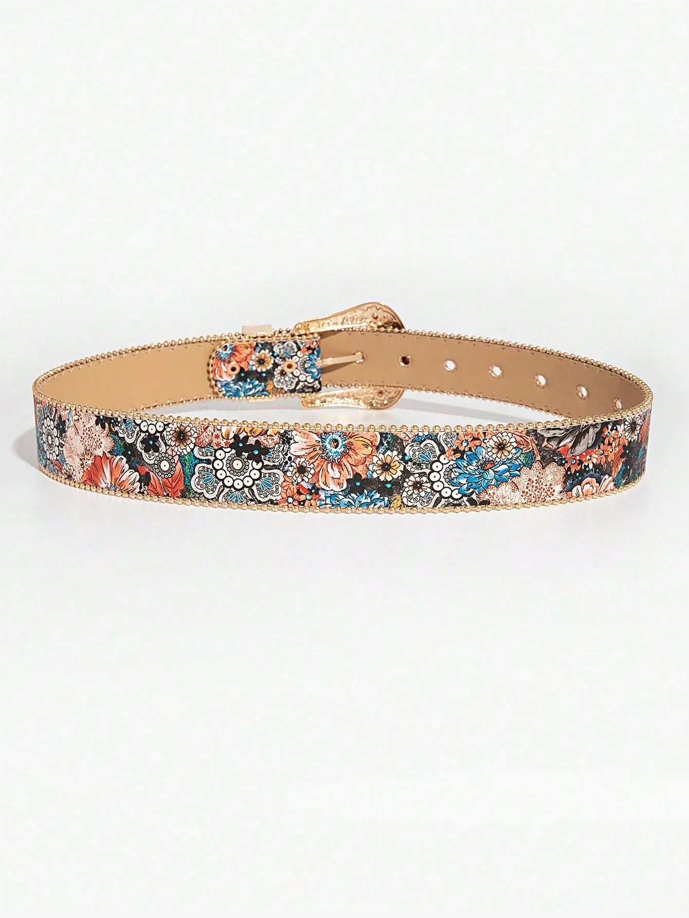 Multicolor Flower Embossed Belt