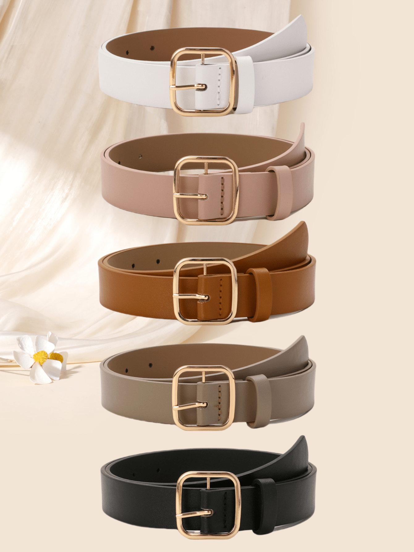 Retro Square Buckle Belt Set