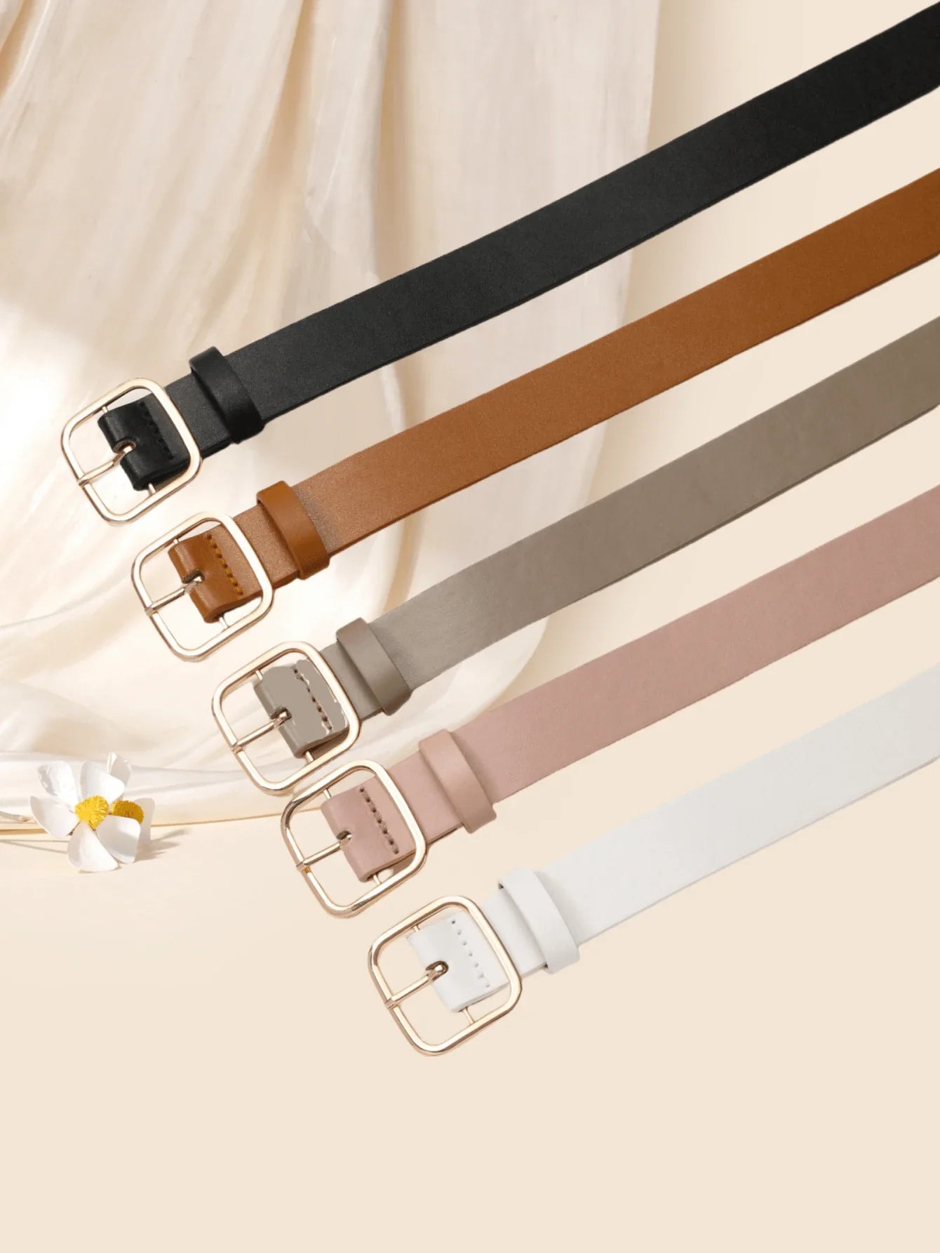 Retro Square Buckle Belt Set