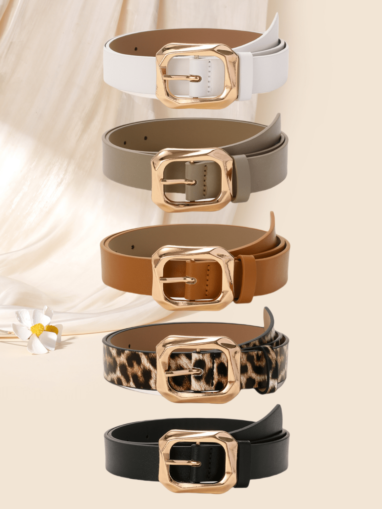 Vintage Square Buckle Belt Set