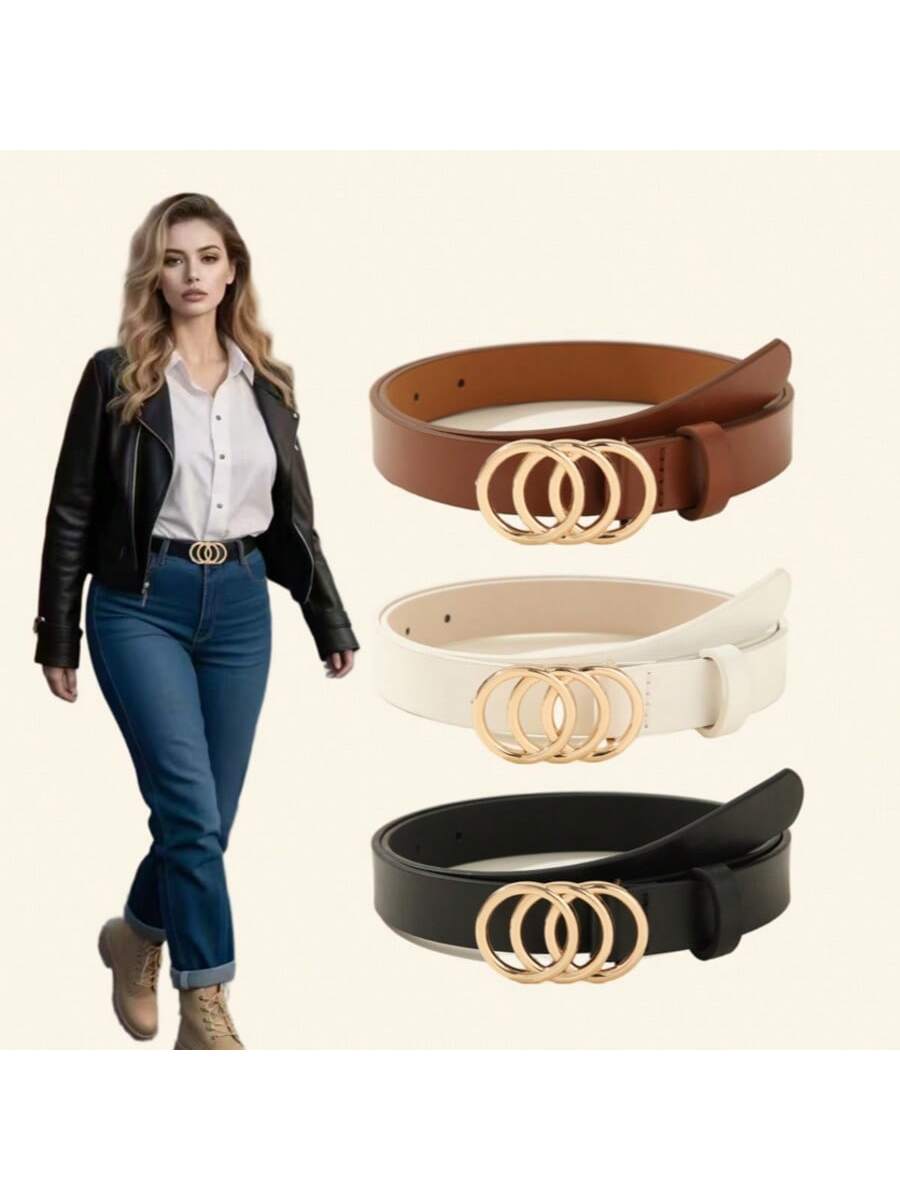 3PCS Plus Size PU Belts