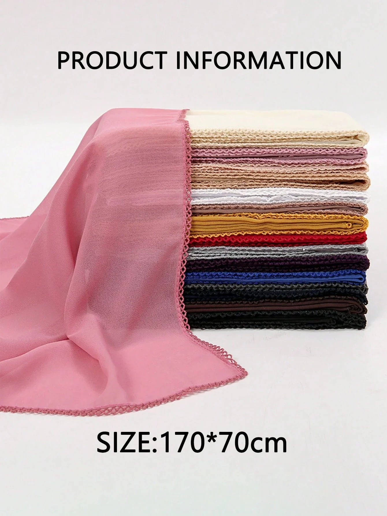 FADZOYLE Chiffon Crochet Edge Scarf