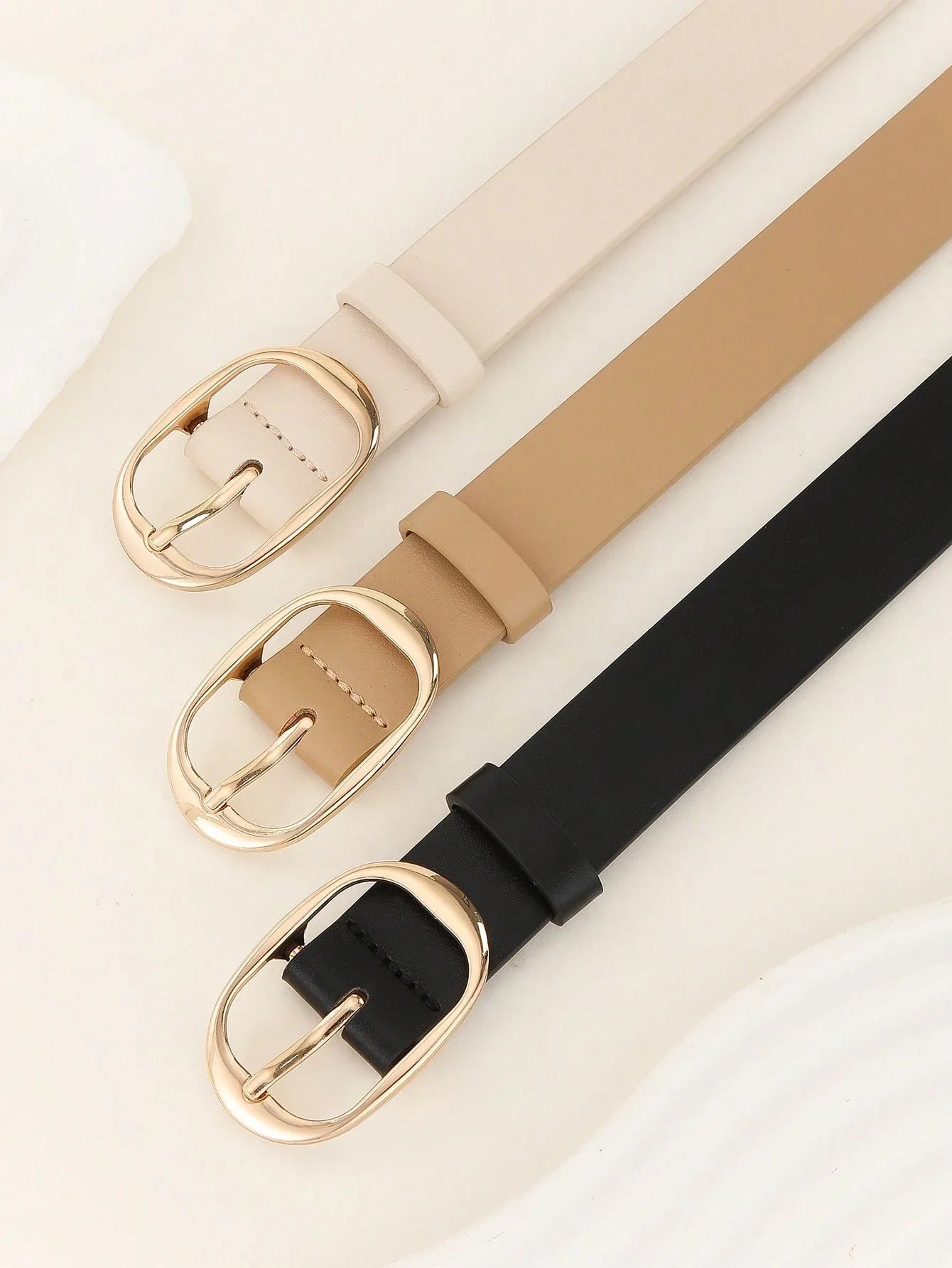 3PCS Square Buckle PU Belts
