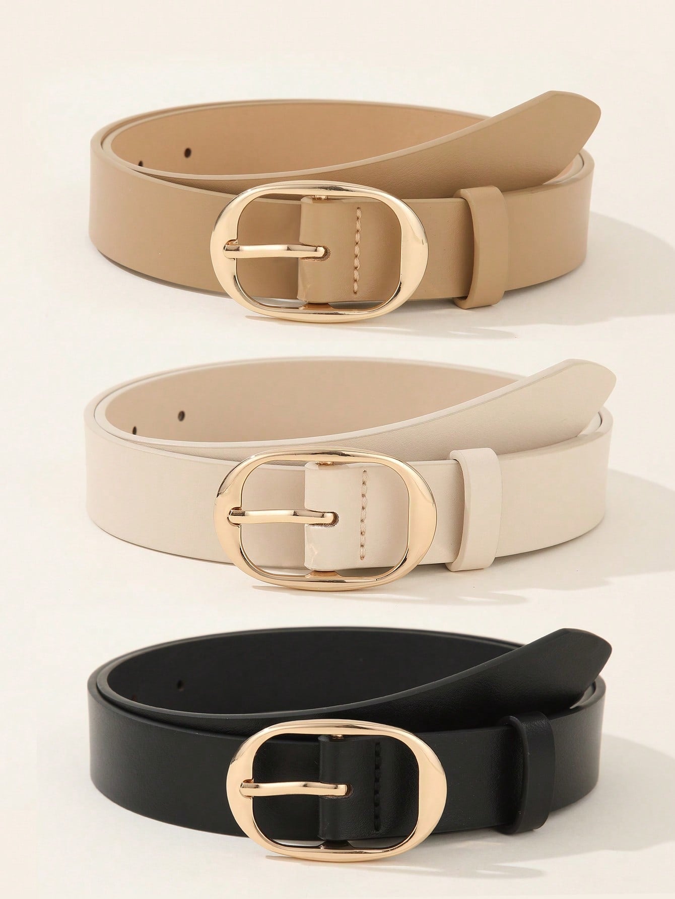 3PCS Square Buckle PU Belts