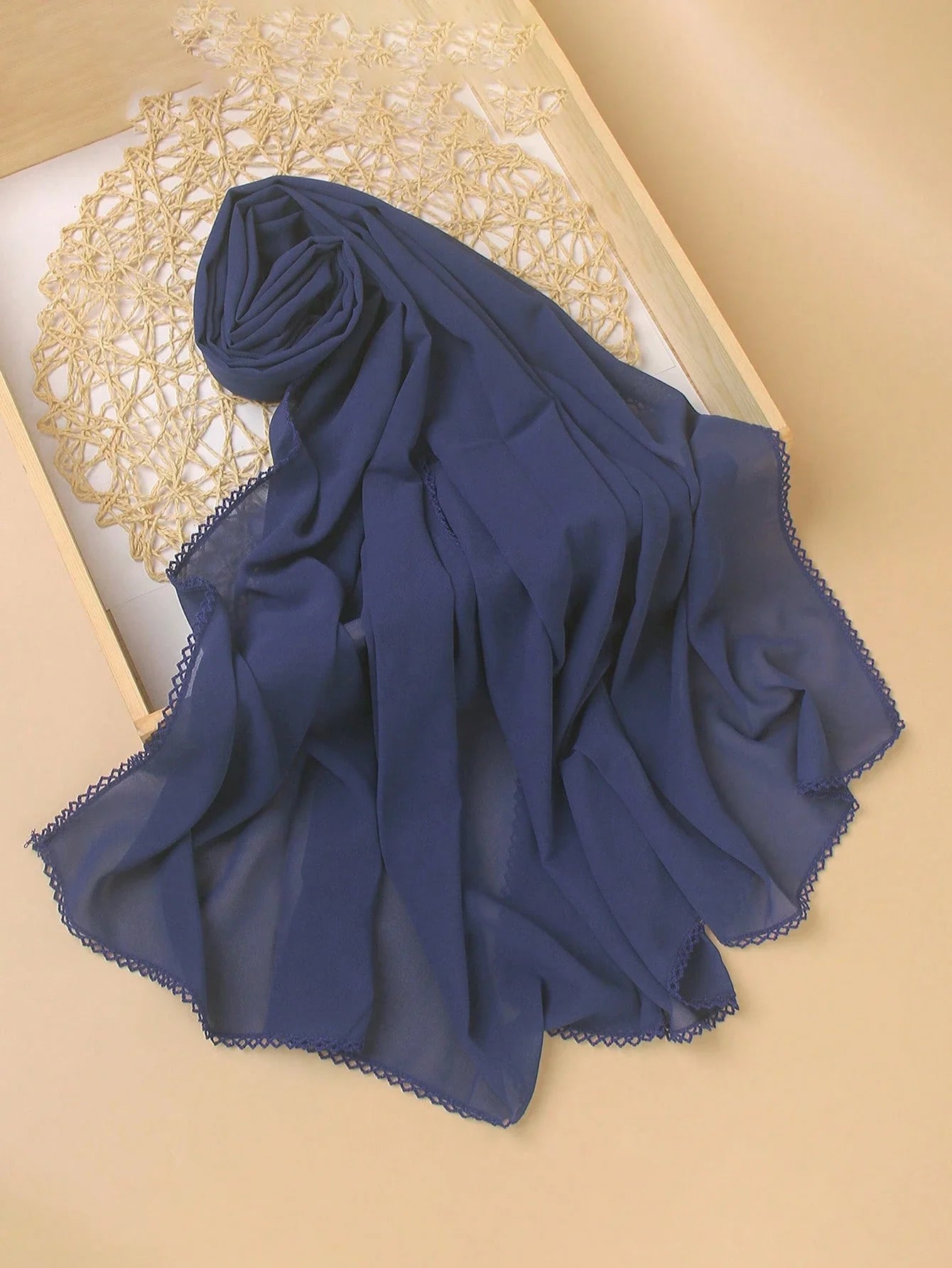FADZOYLE Chiffon Crochet Edge Scarf