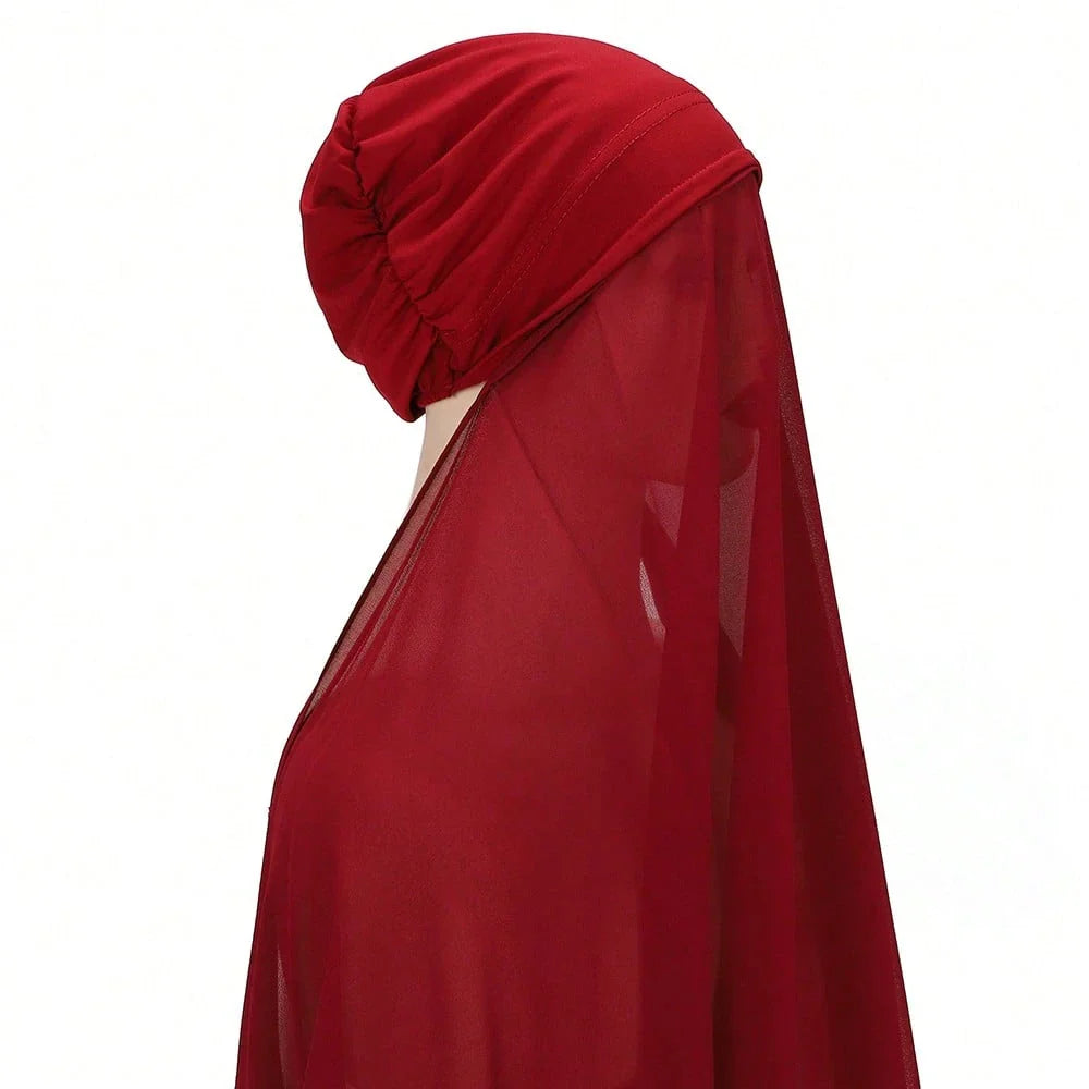 Attached Modal Bonnet Chiffon Hijab