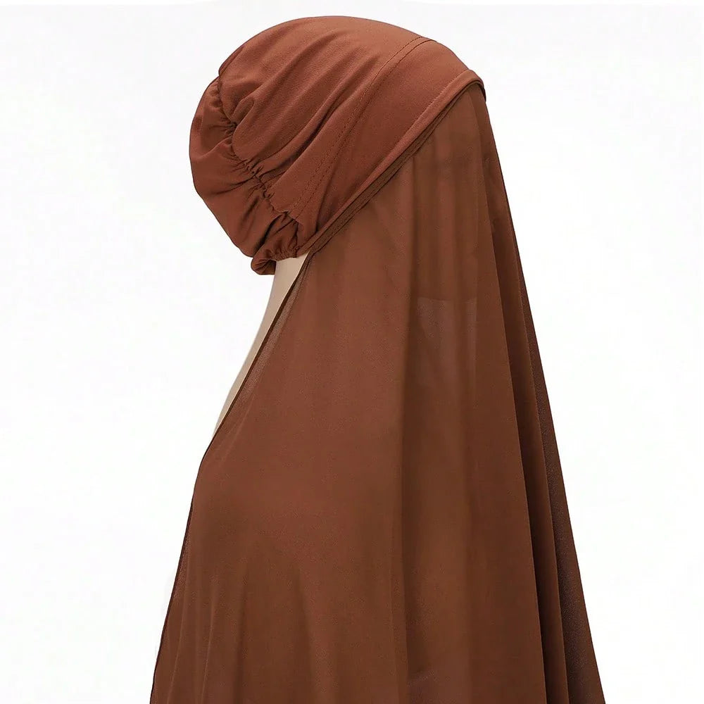 Attached Modal Bonnet Chiffon Hijab
