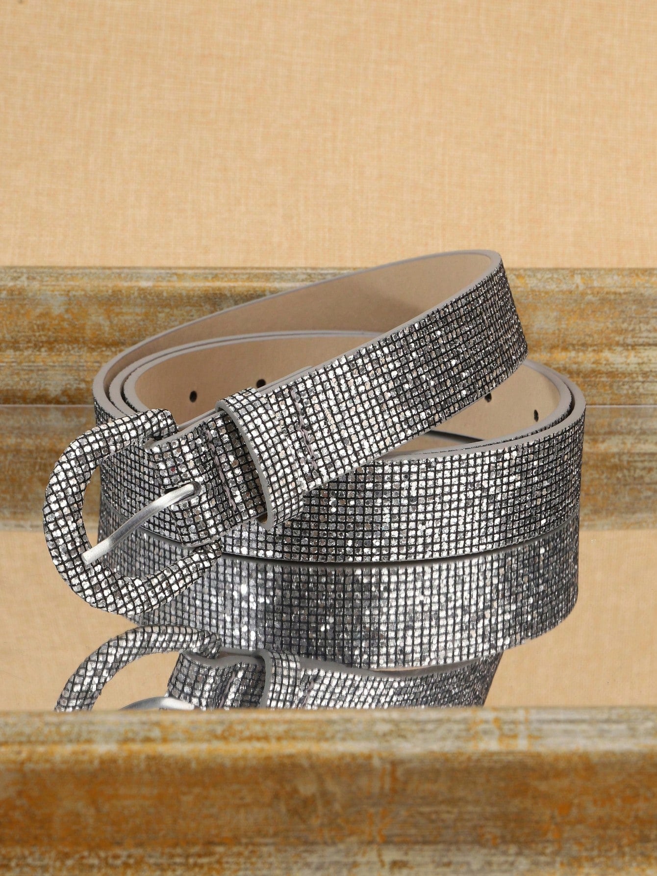 Women PU Glitter Waist Belt