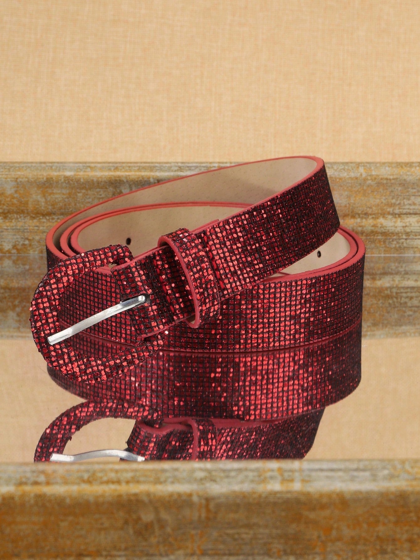 Women PU Glitter Waist Belt