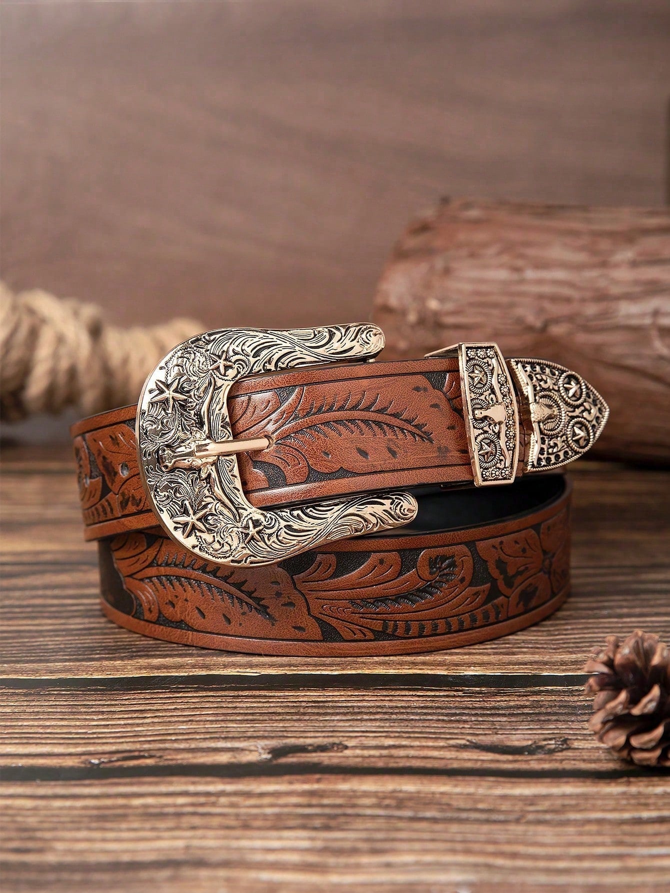 Multicolor Flower Embossed Belt