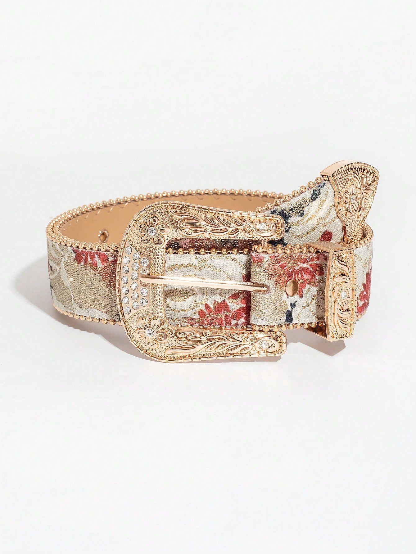 Multicolor Flower Embossed Belt