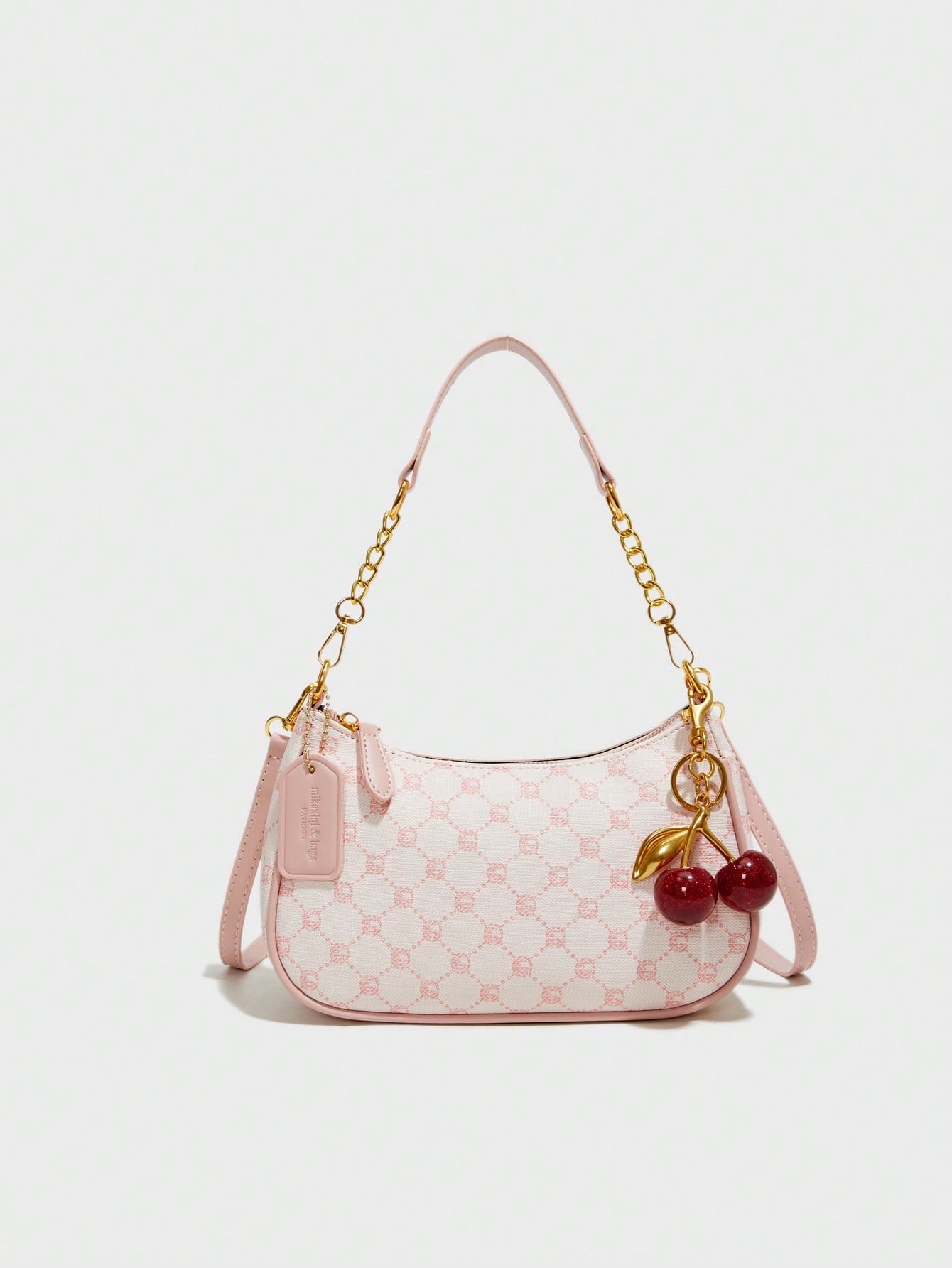 Pink Letter Crescent Shoulder Bag