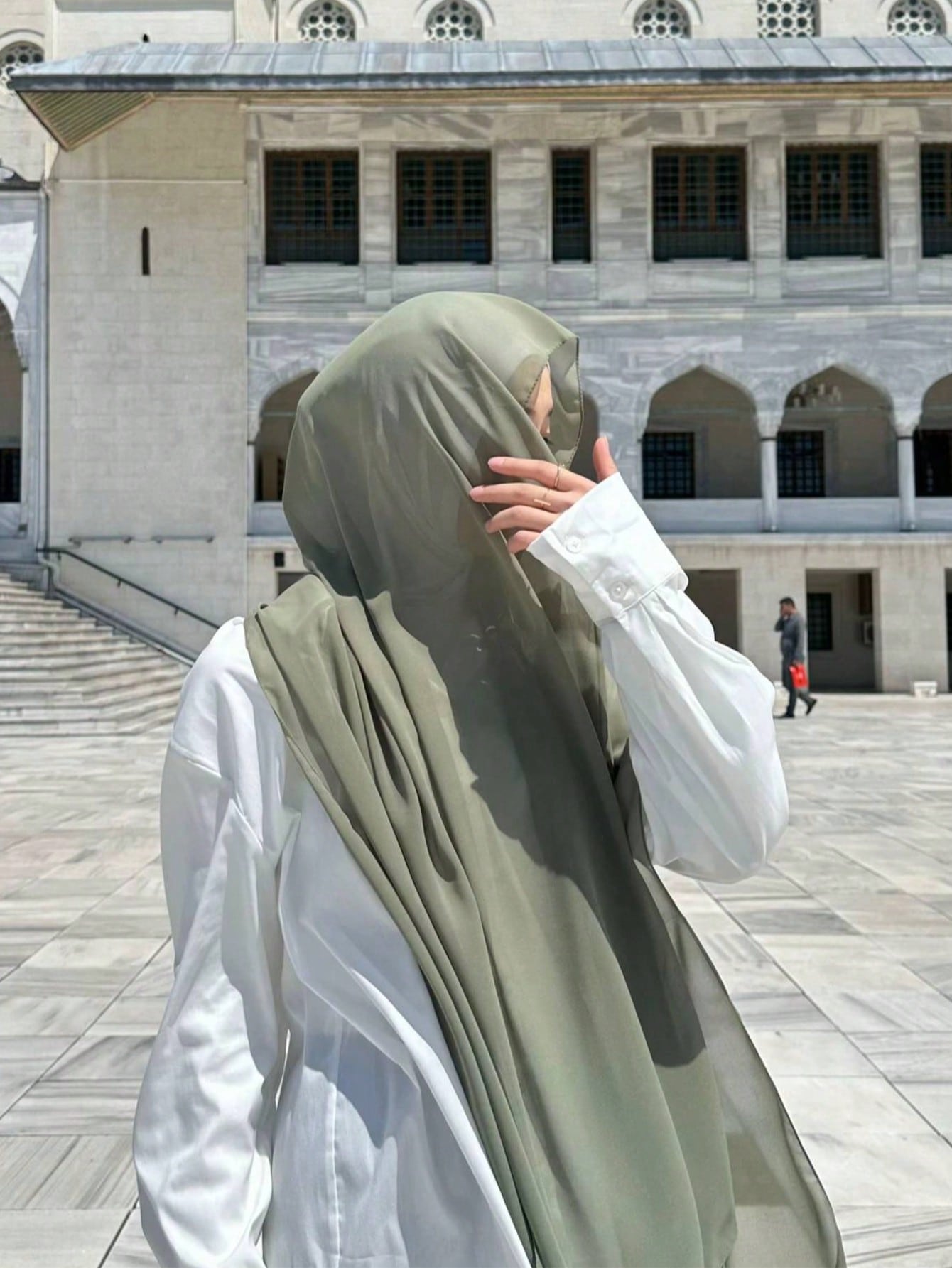 Faux Pearl Chiffon Hijab Scarf