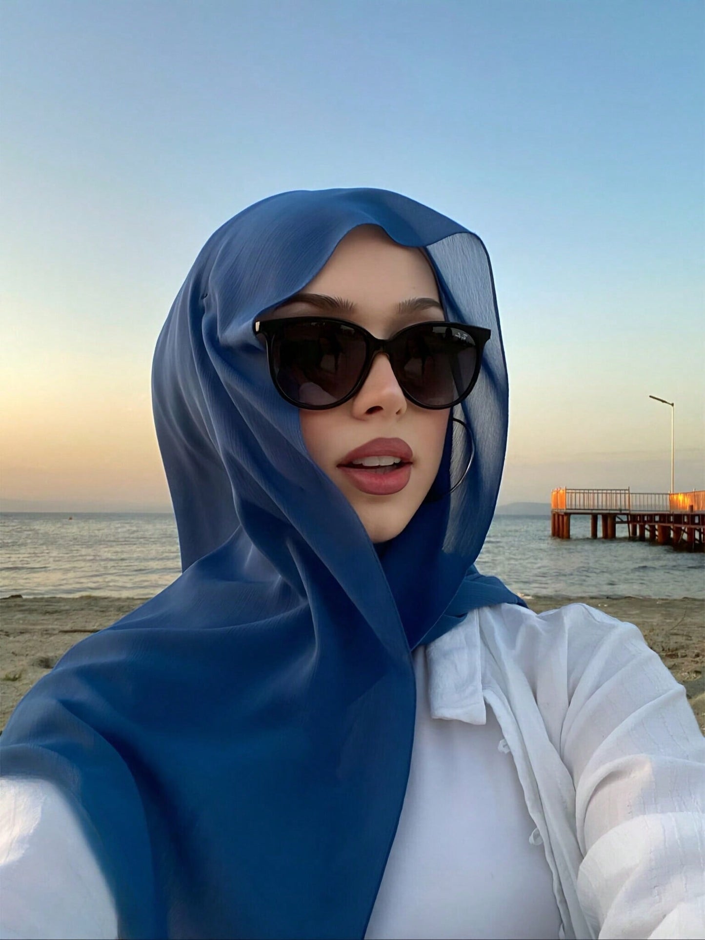 Faux Pearl Chiffon Hijab Scarf