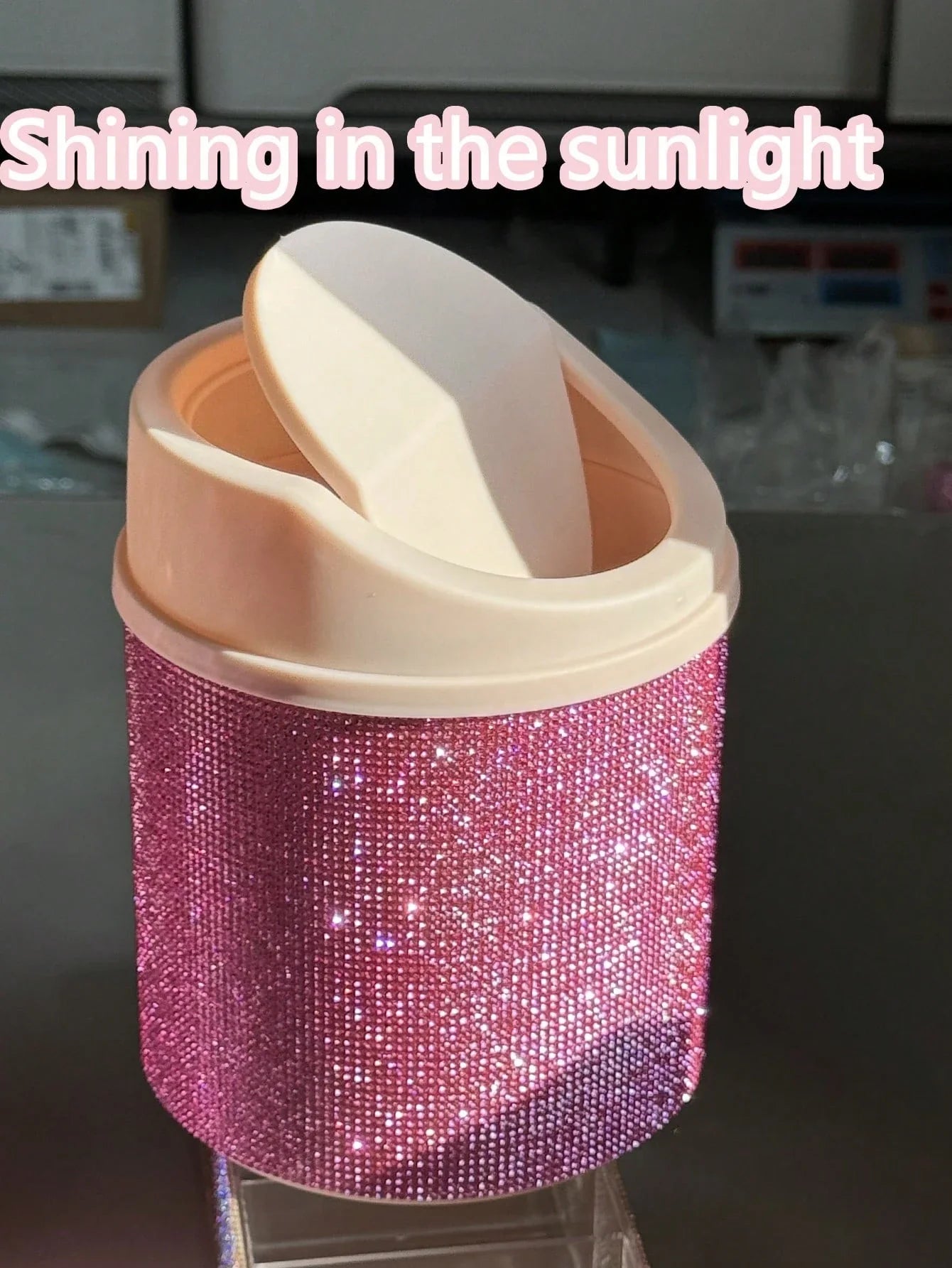 Rhinestone Rotating Makeup Trash Can