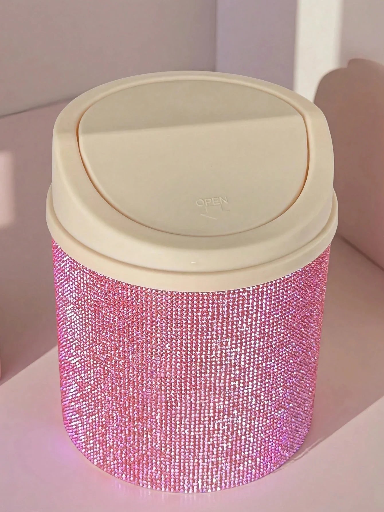 Rhinestone Rotating Makeup Trash Can