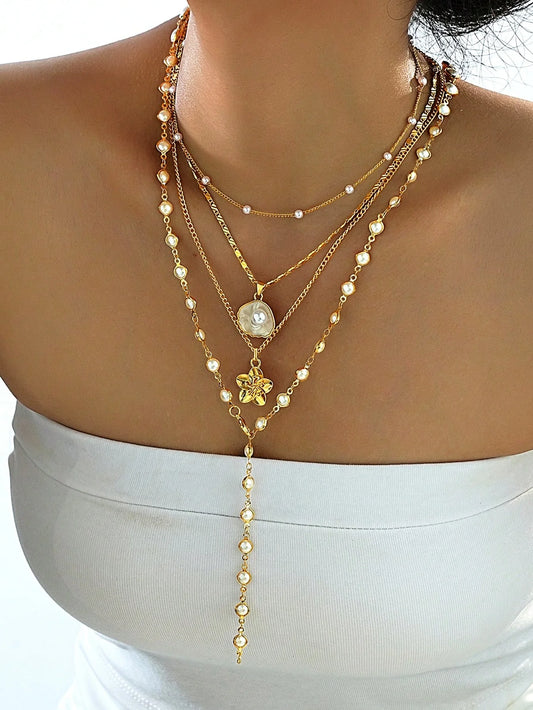 Women’s Bohemian Shell Pearl Necklace Set