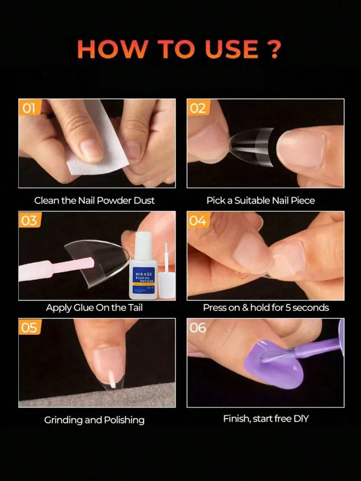 240pcs Almond Shaped False Nails