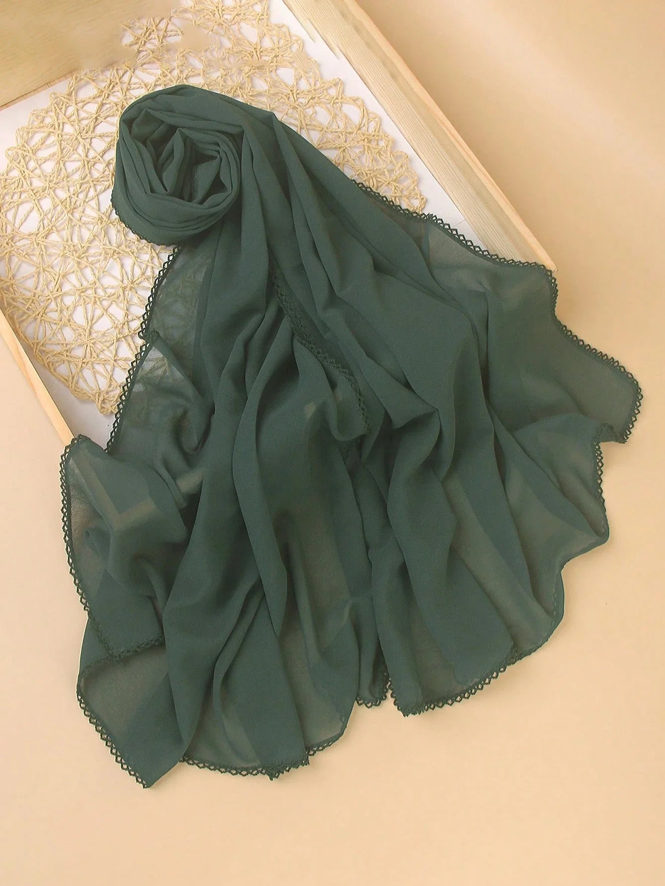FADZOYLE Chiffon Crochet Edge Scarf
