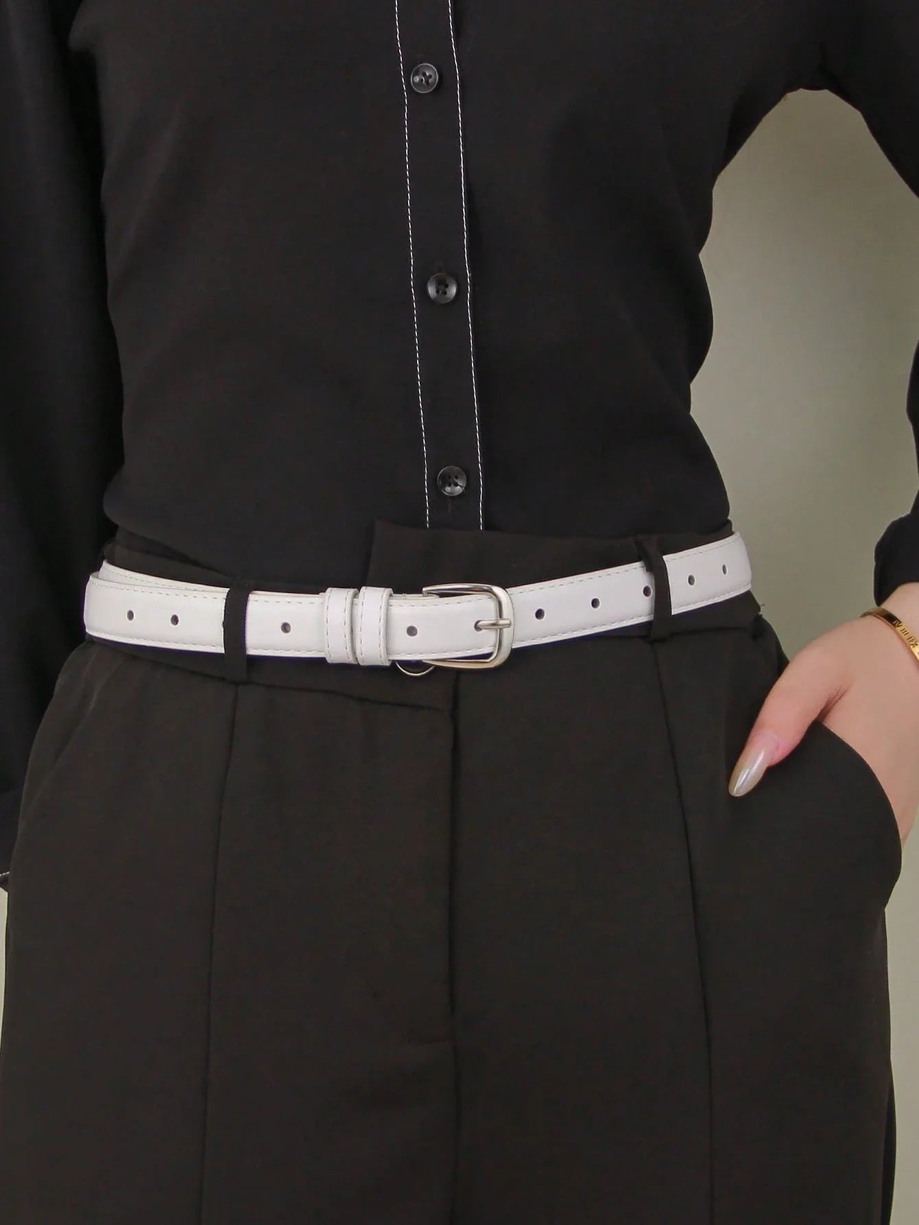 Silver Buckle Leather Women Belt