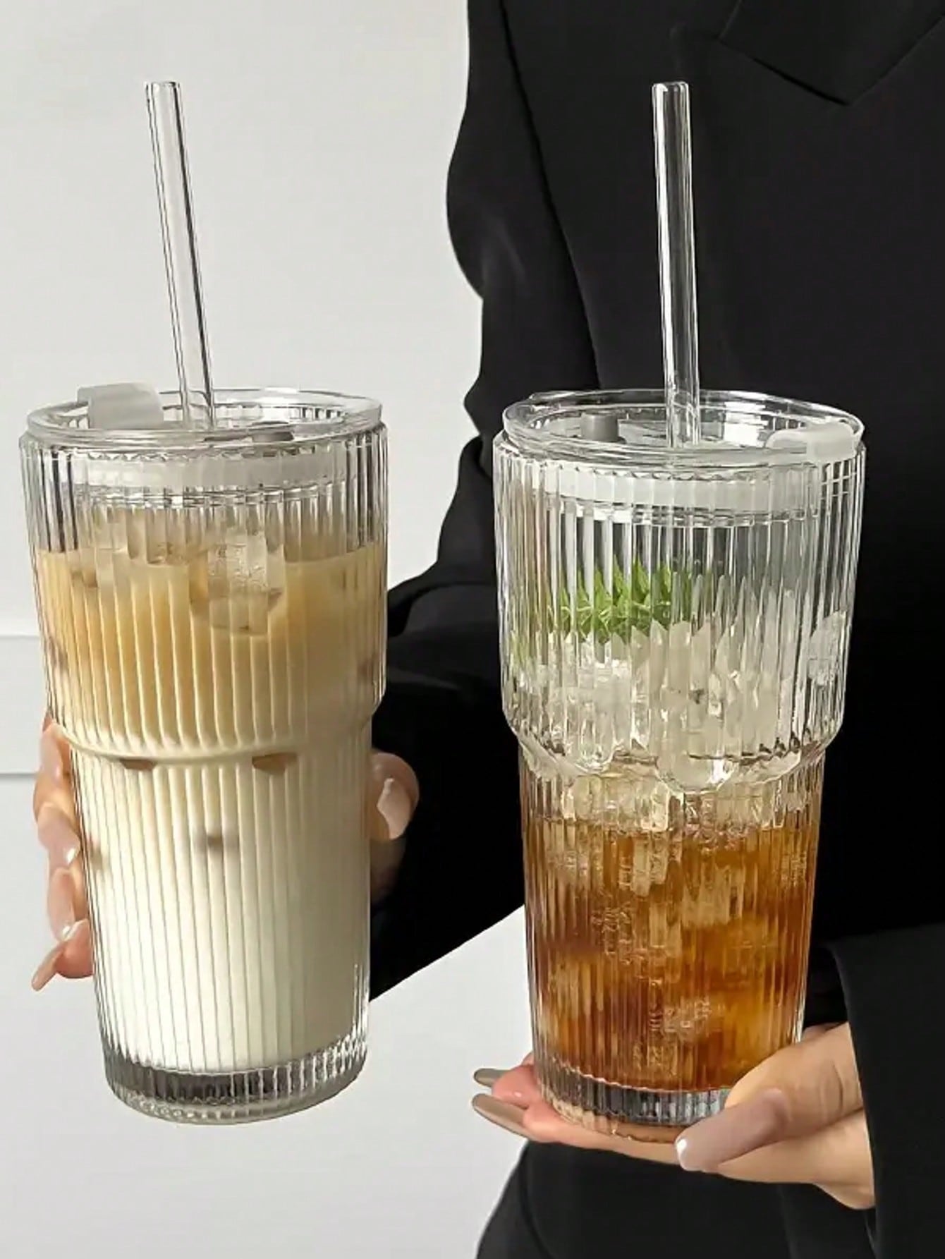 Vintage Striped Glass Tumblers Set