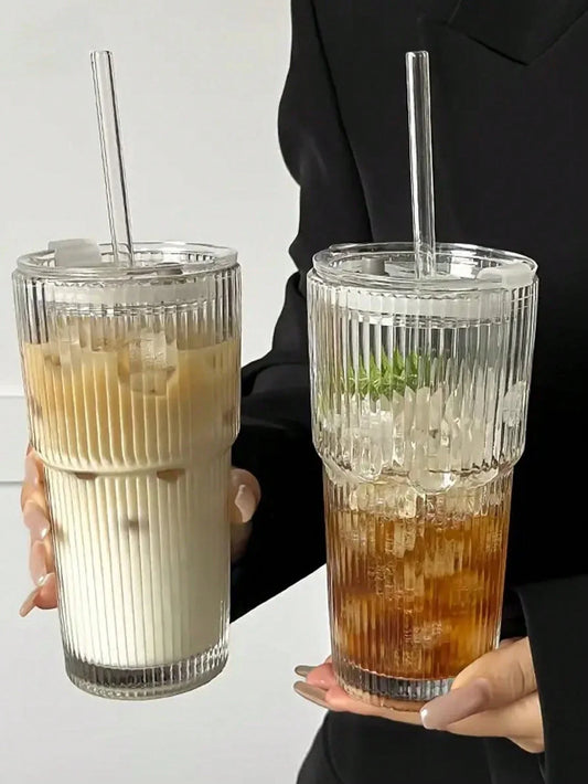Vintage Striped Glass Tumblers Set
