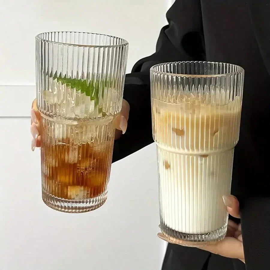 Vintage Striped Glass Tumblers Set