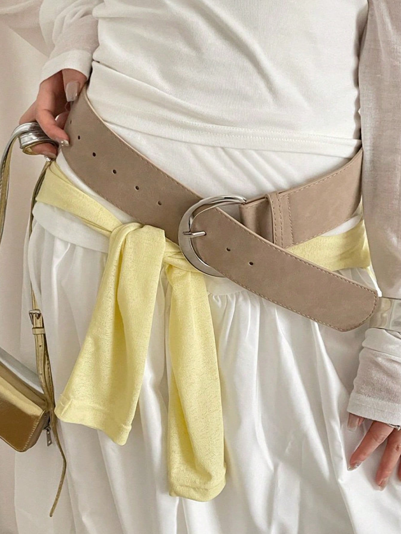 Coffee PU D-Buckle Waist Belt