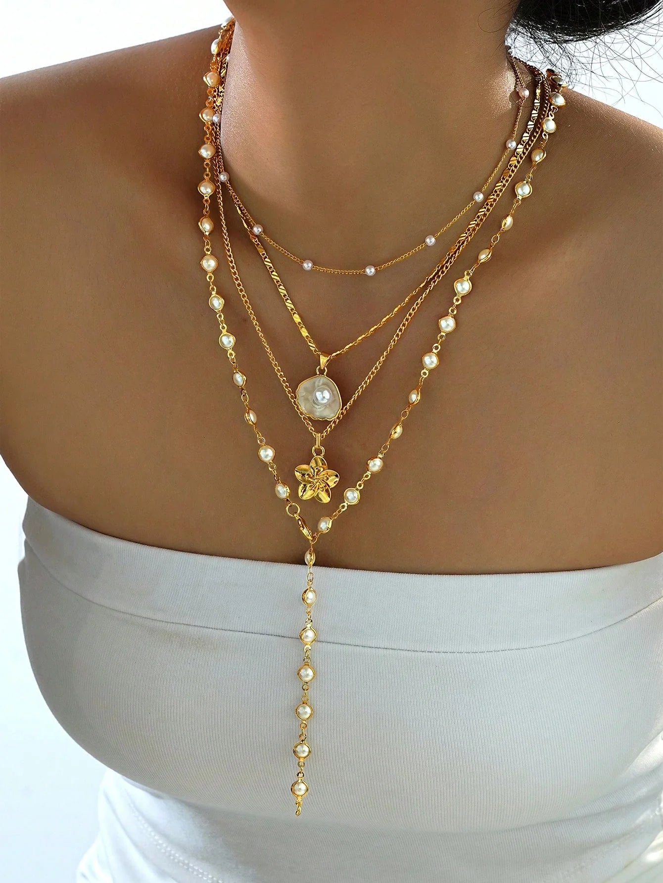 Women’s Bohemian Shell Pearl Necklace Set