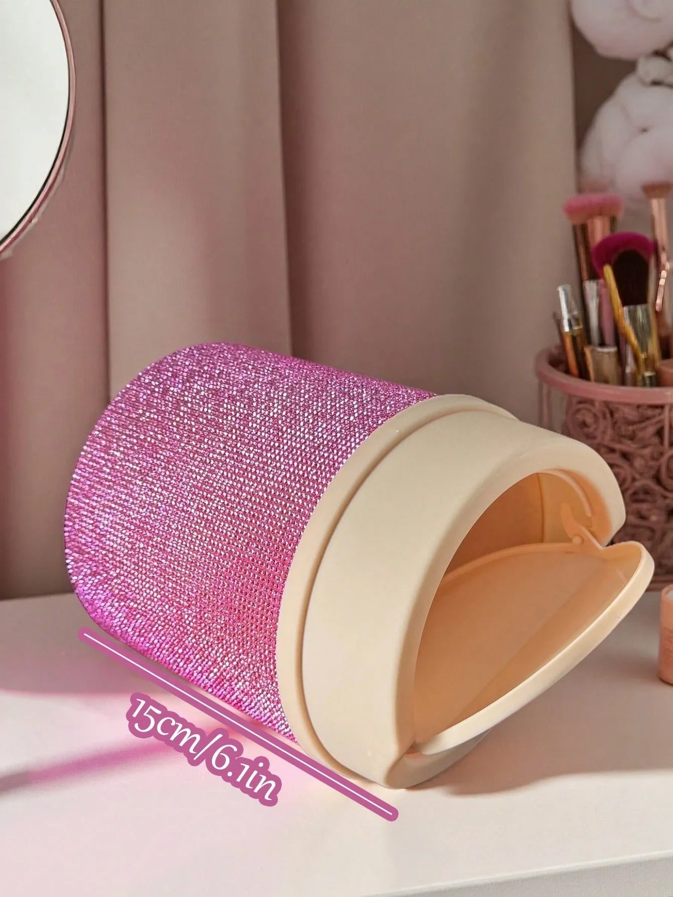 Rhinestone Rotating Makeup Trash Can