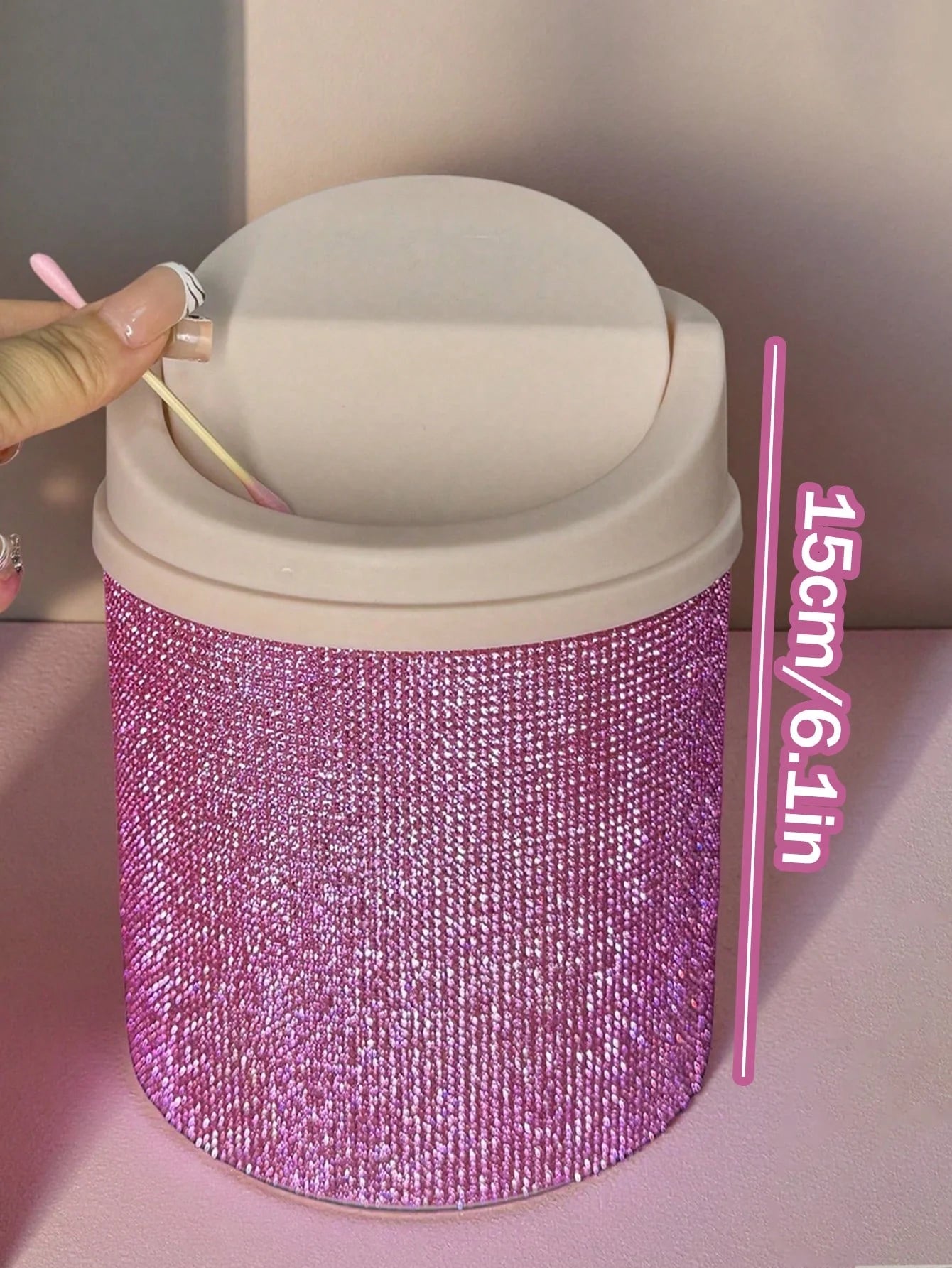 Rhinestone Rotating Makeup Trash Can