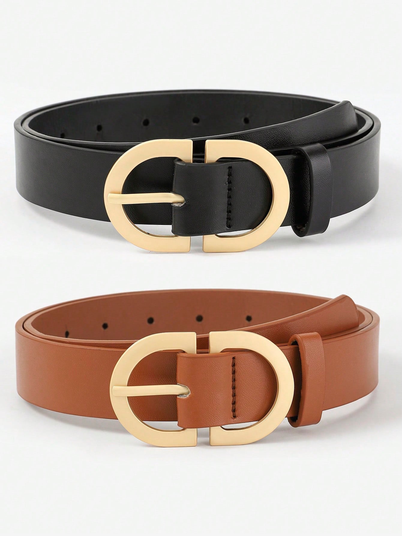 Women's Gold D-Ring Belt Set