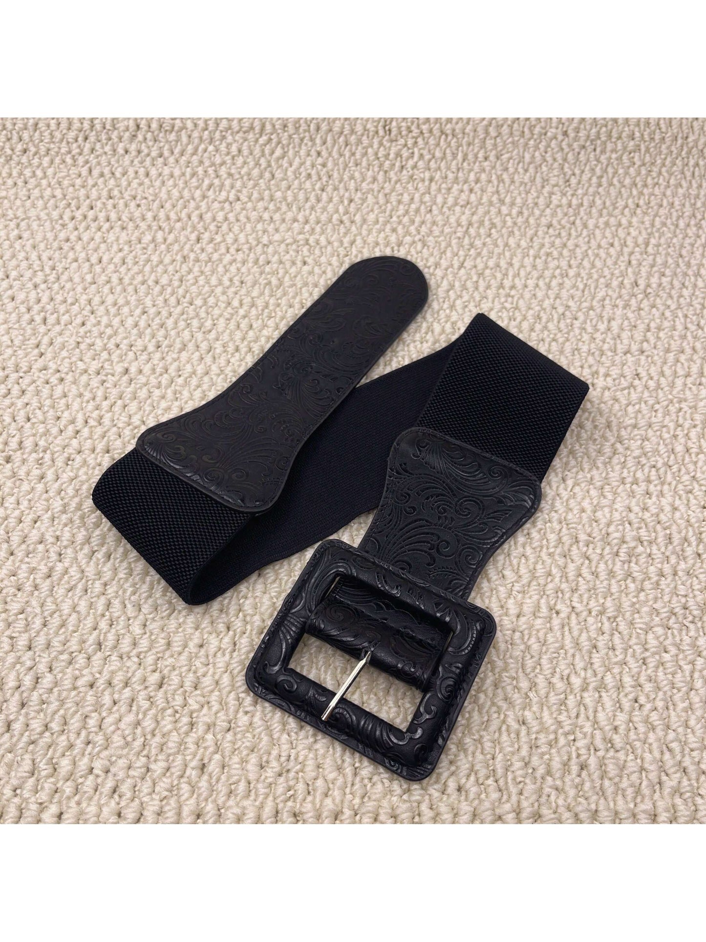 Square Buckle Dress With Belt