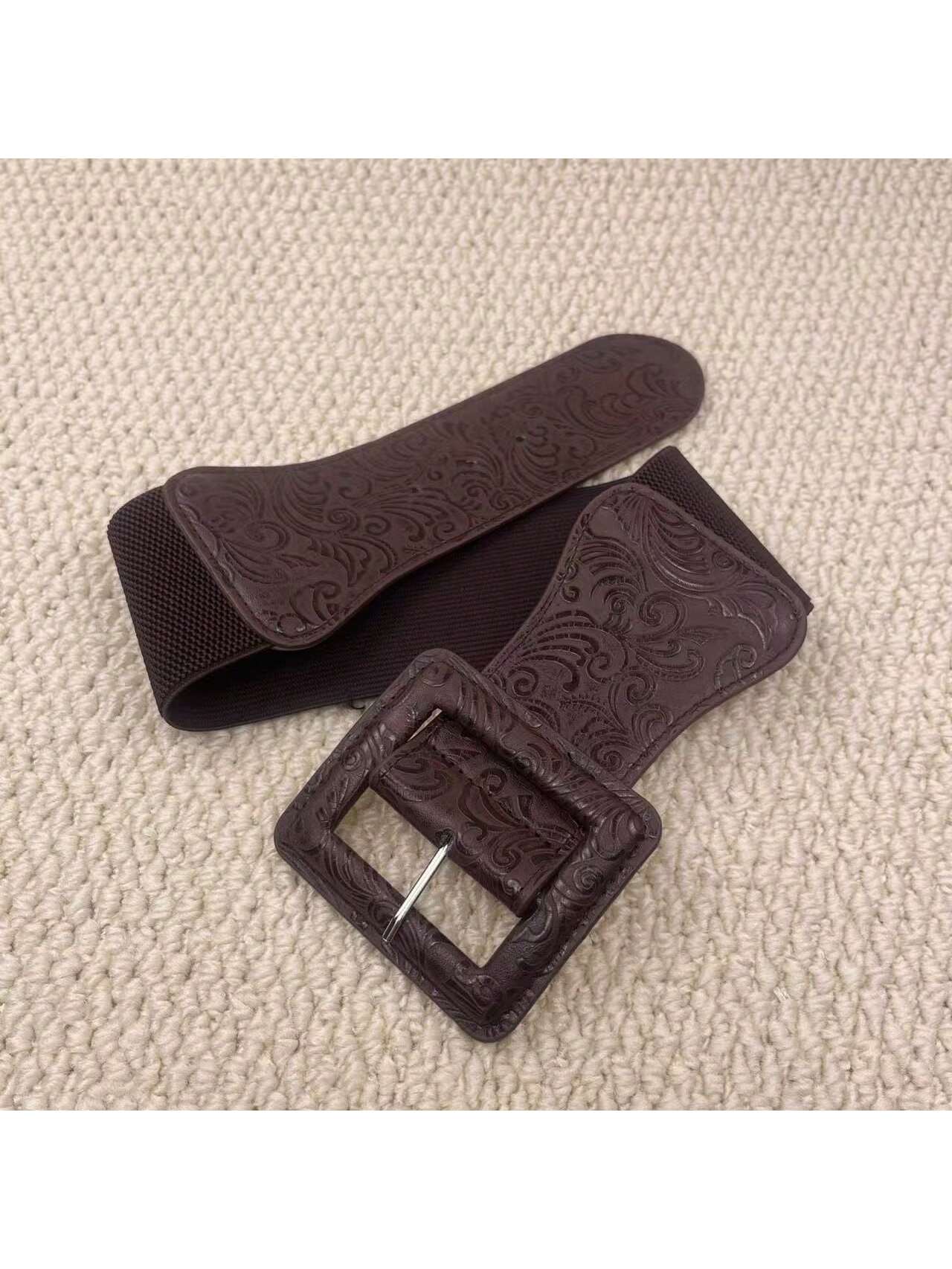Square Buckle Dress With Belt