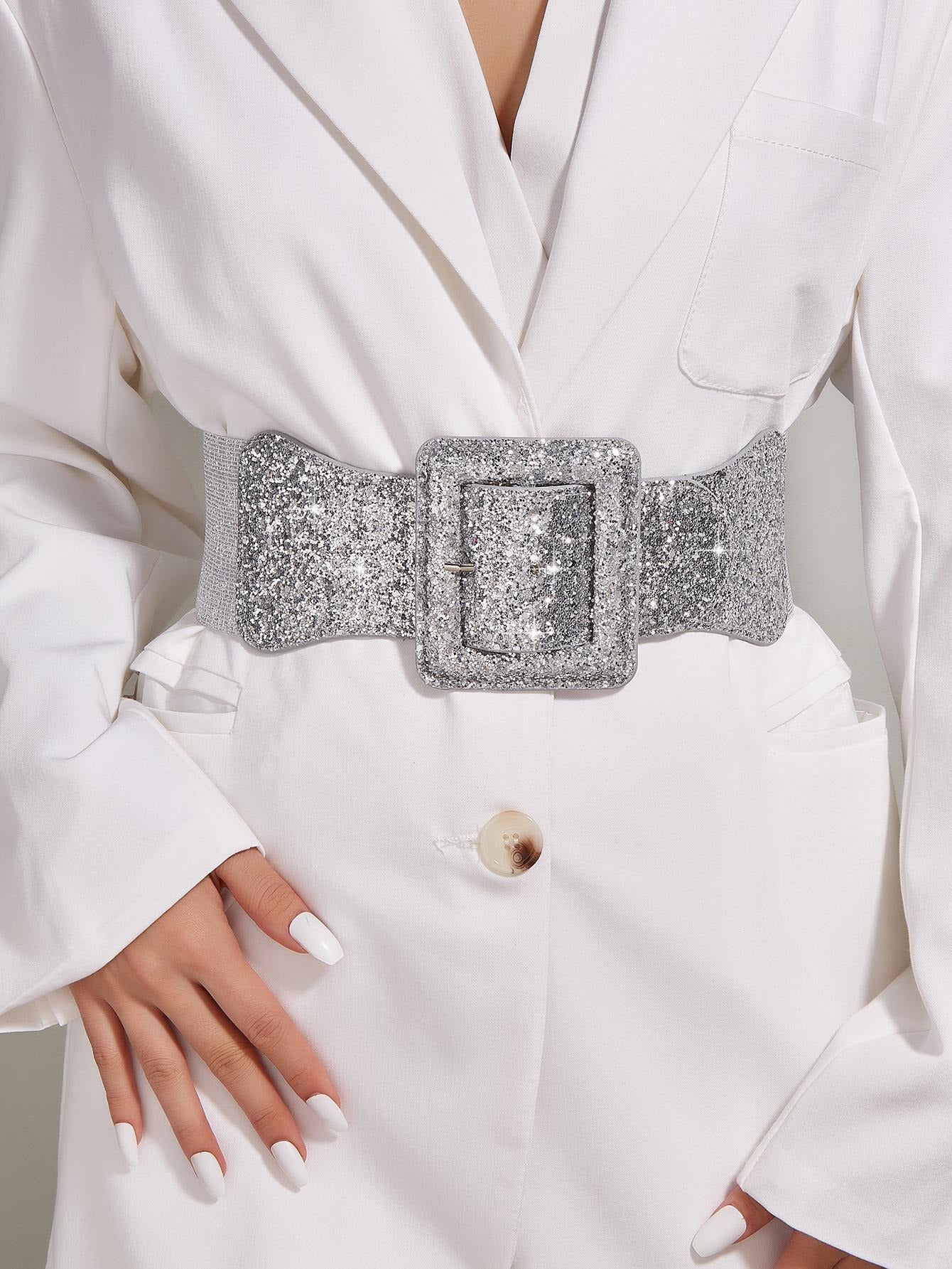 Square Buckle Dress With Belt
