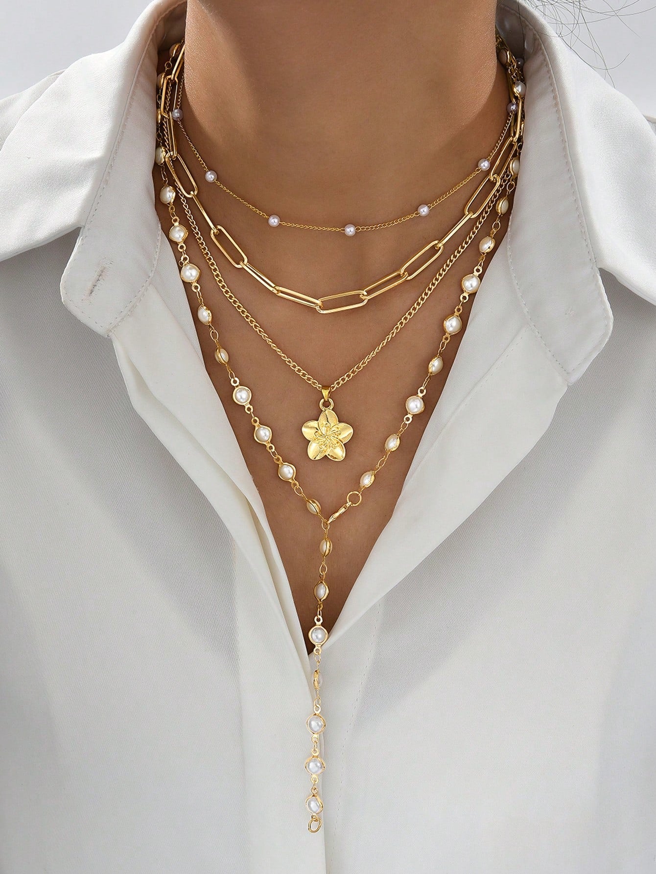 Women’s Bohemian Shell Pearl Necklace Set