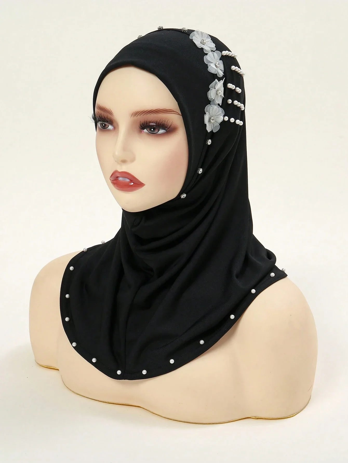 Elegant Pearl & Flower Hijab