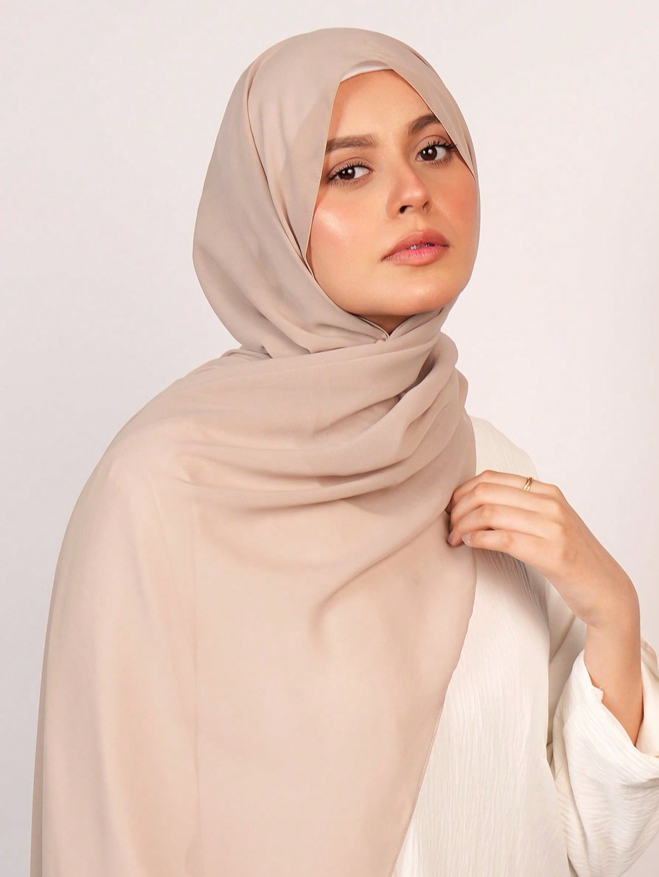 Plain Chiffon Pearl Hijab Scarf