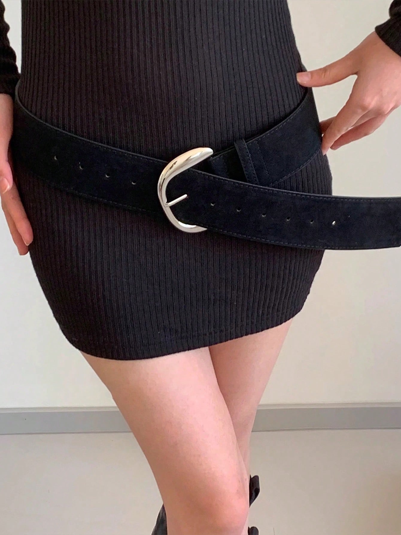 Coffee PU D-Buckle Waist Belt