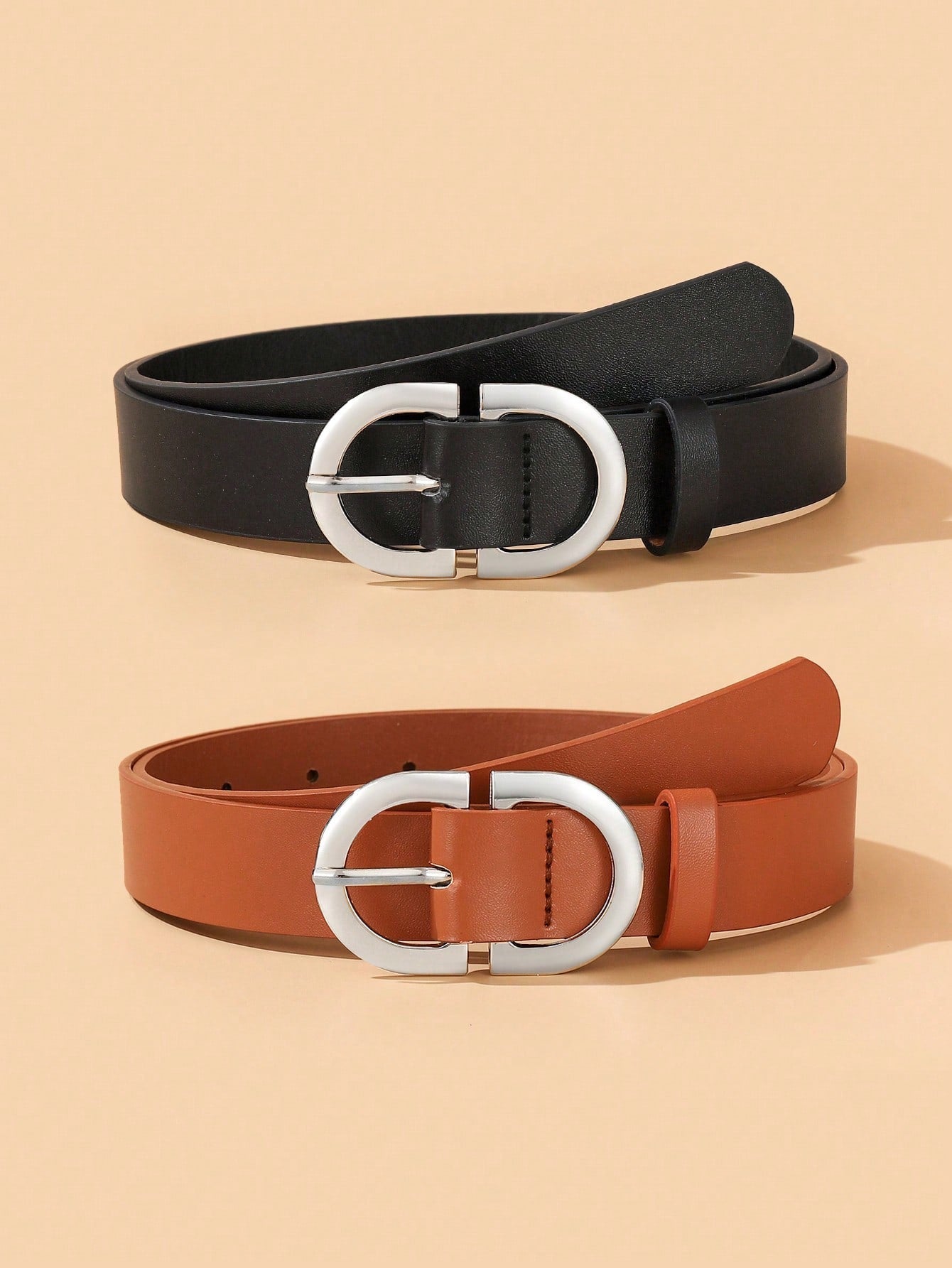 Women's Gold D-Ring Belt Set