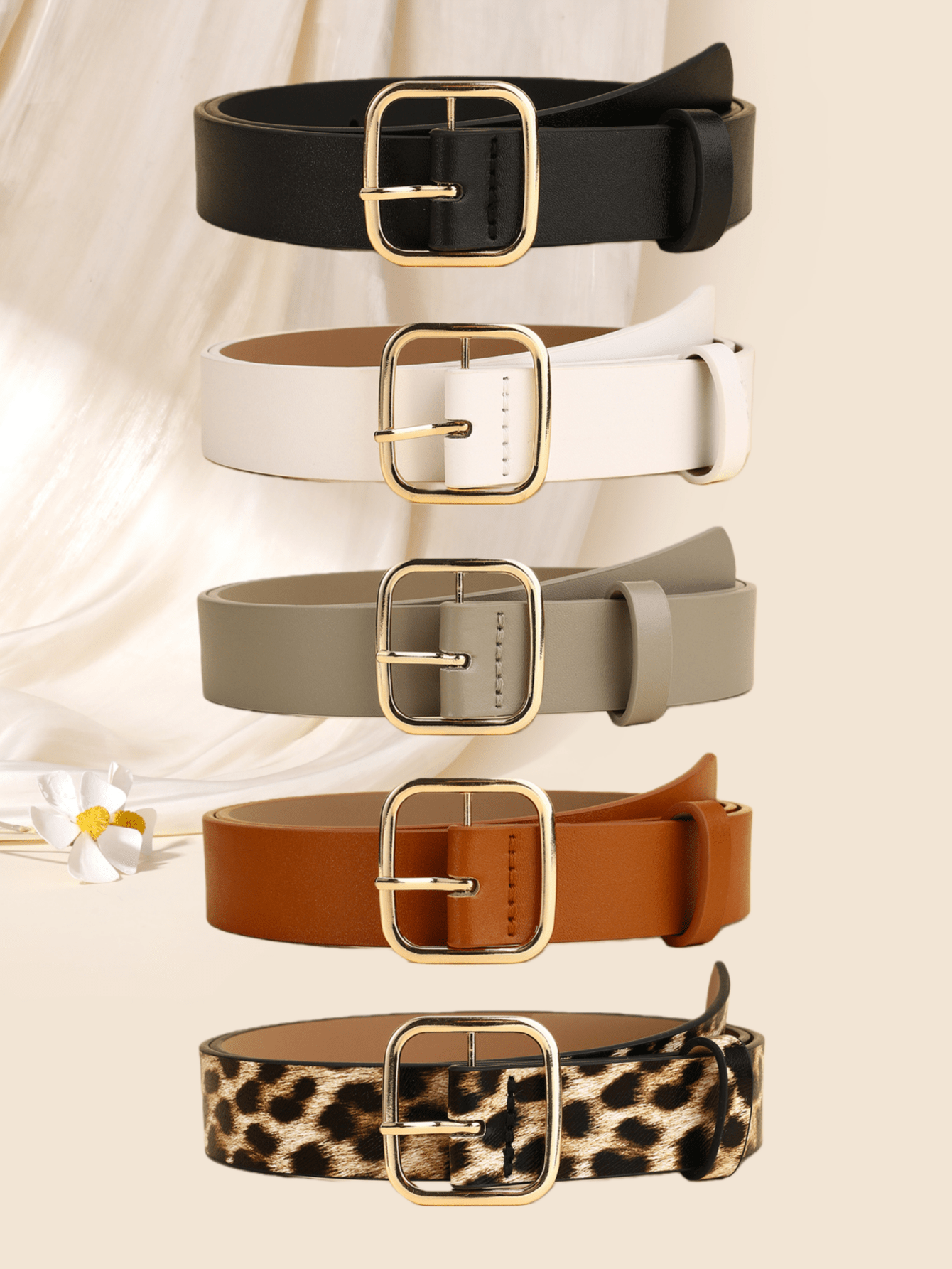 Retro Square Buckle Belt Set