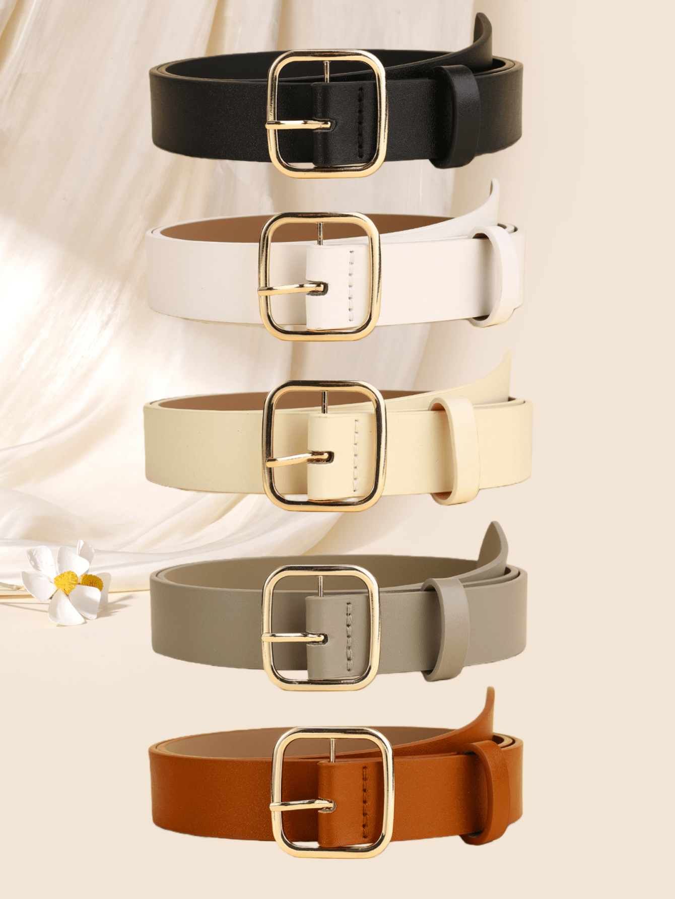 Retro Square Buckle Belt Set