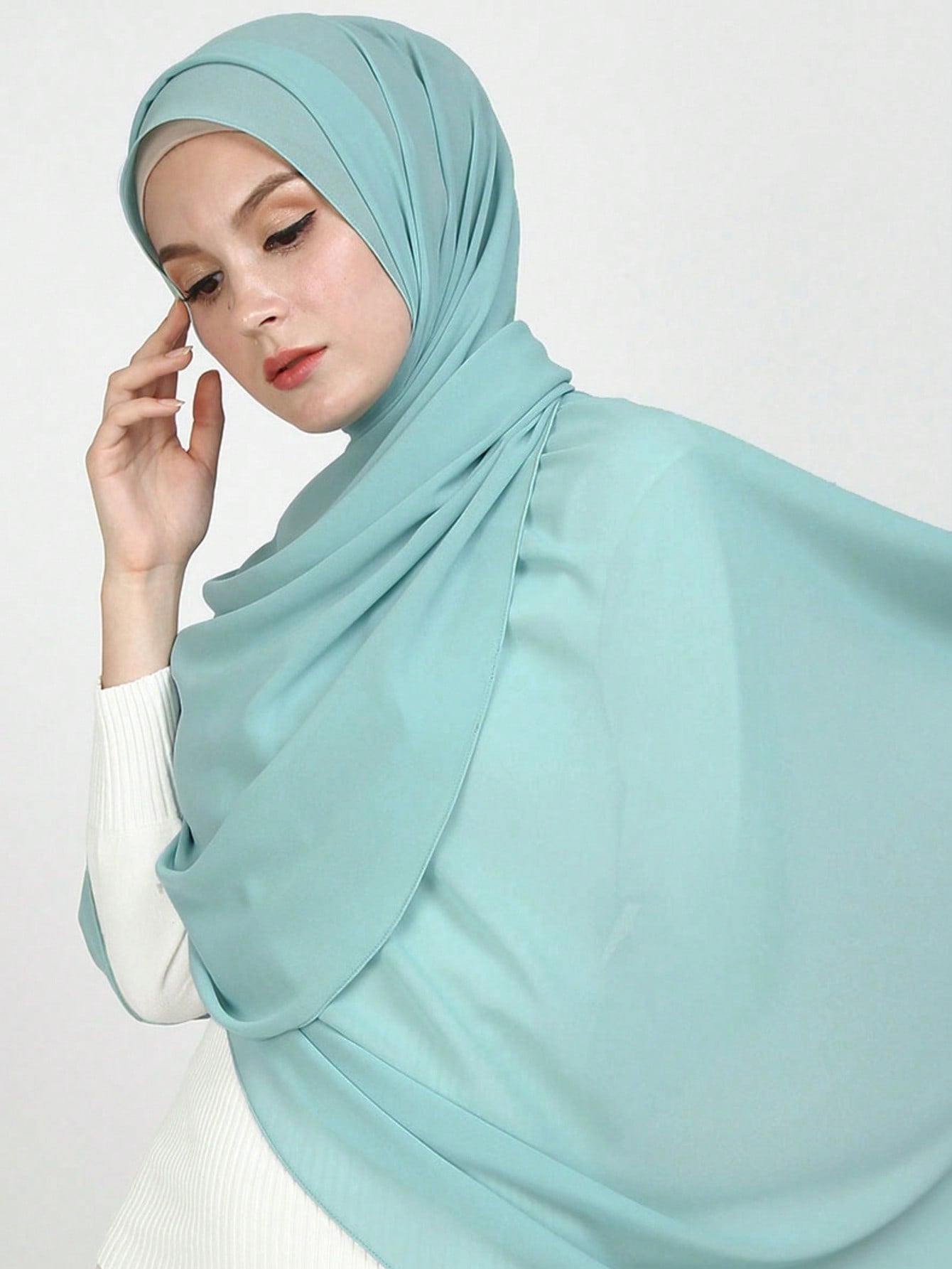Faux Pearl Chiffon Hijab Scarf