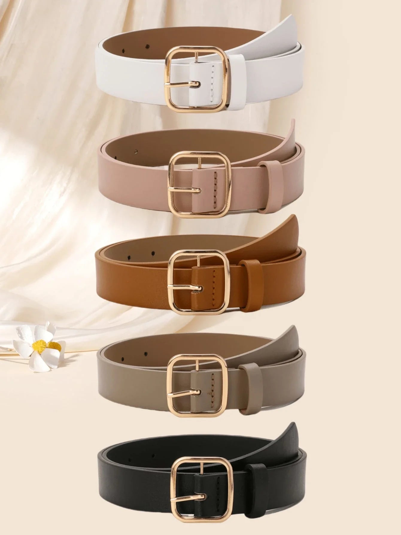 Retro Square Buckle Belt Set