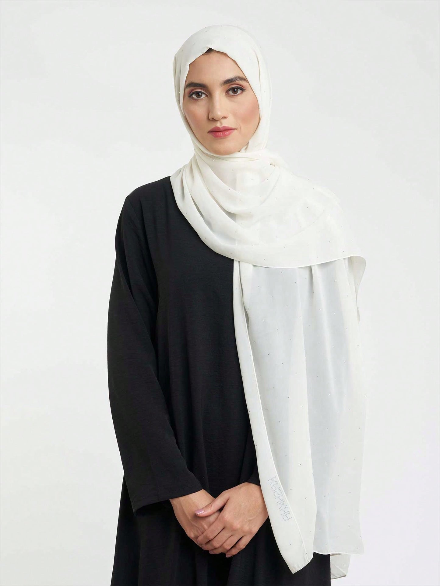Faux Pearl Chiffon Hijab Scarf
