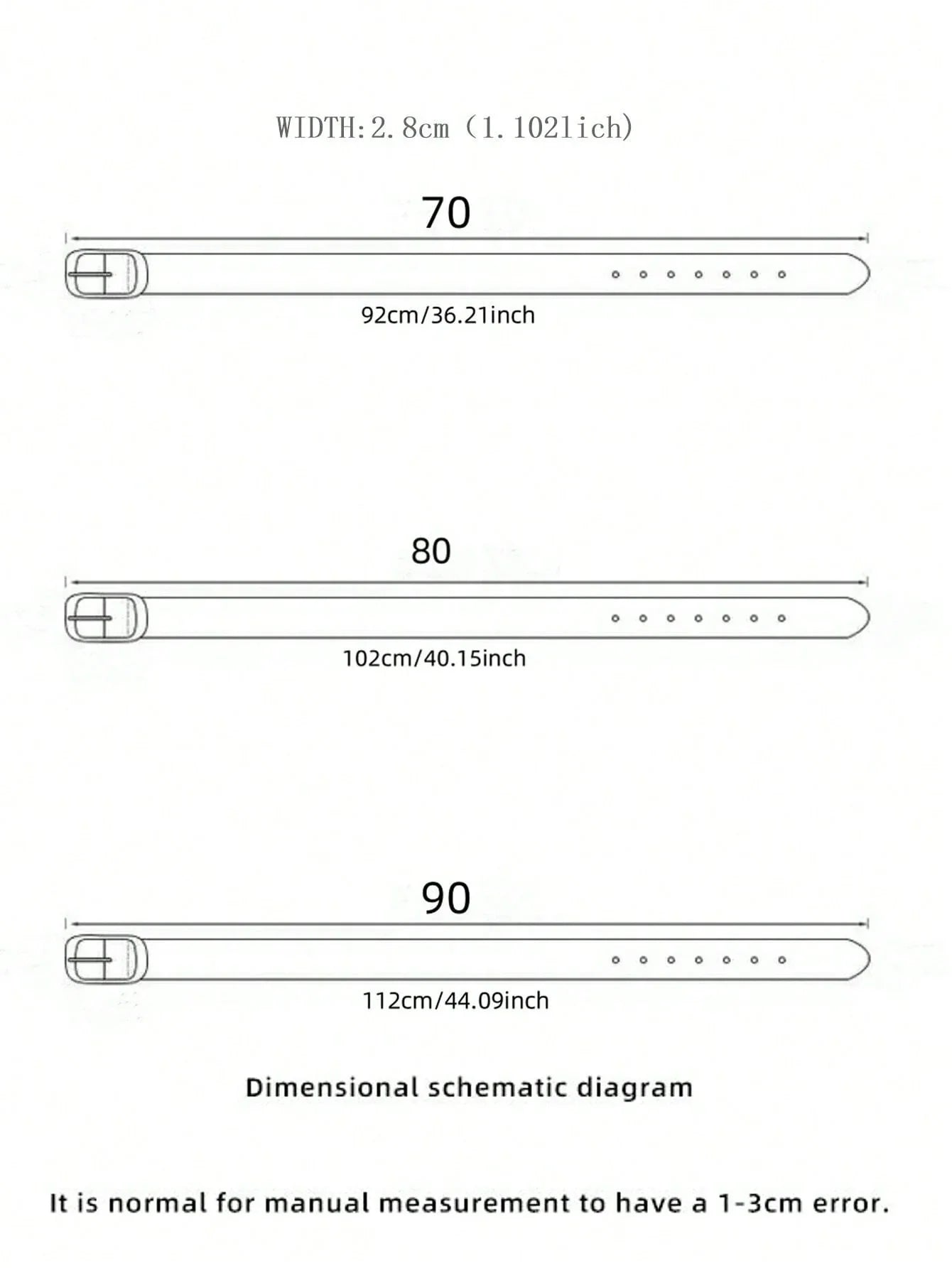 3PCS Square Buckle PU Belts