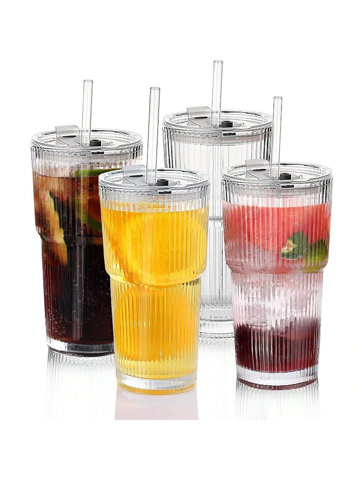 Vintage Striped Glass Tumblers Set