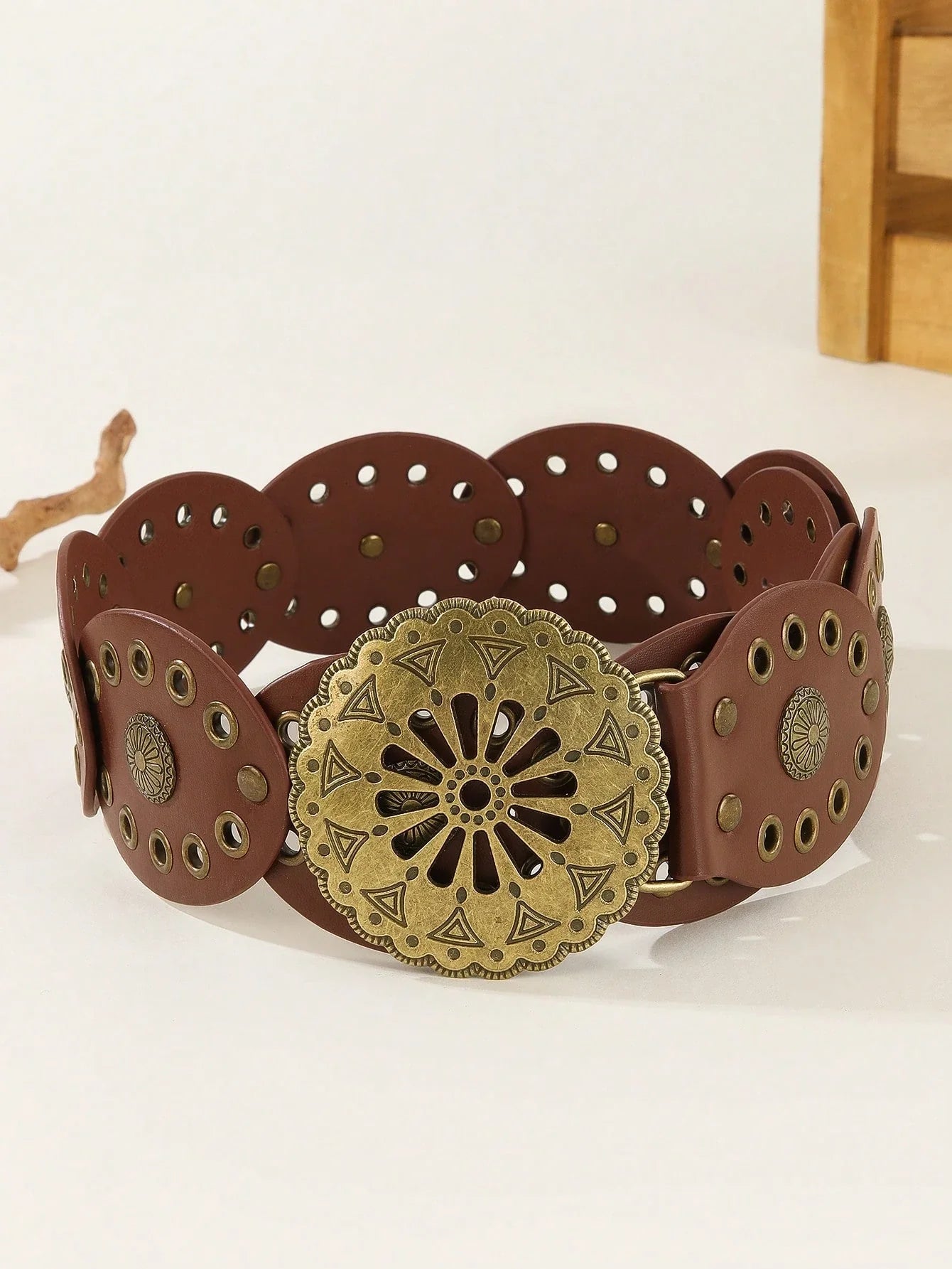 Western Boho Flower Buckle Belt