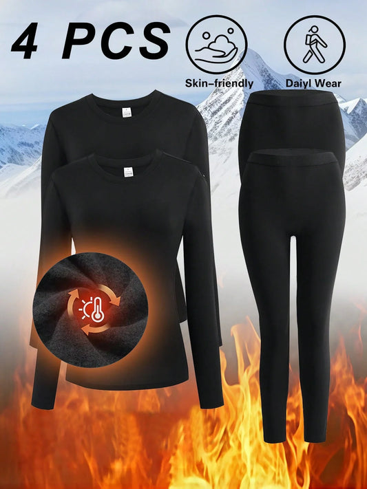 4PCS Women’s Thermal Leggings Set
